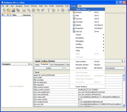 Screenshot of Japplis Toolbox NetBeans plug-in